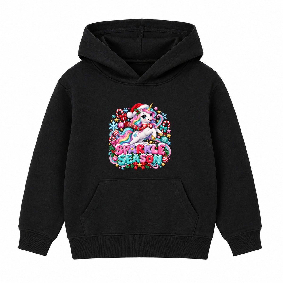 Sparkle Season kids Christmas hoodie - Black