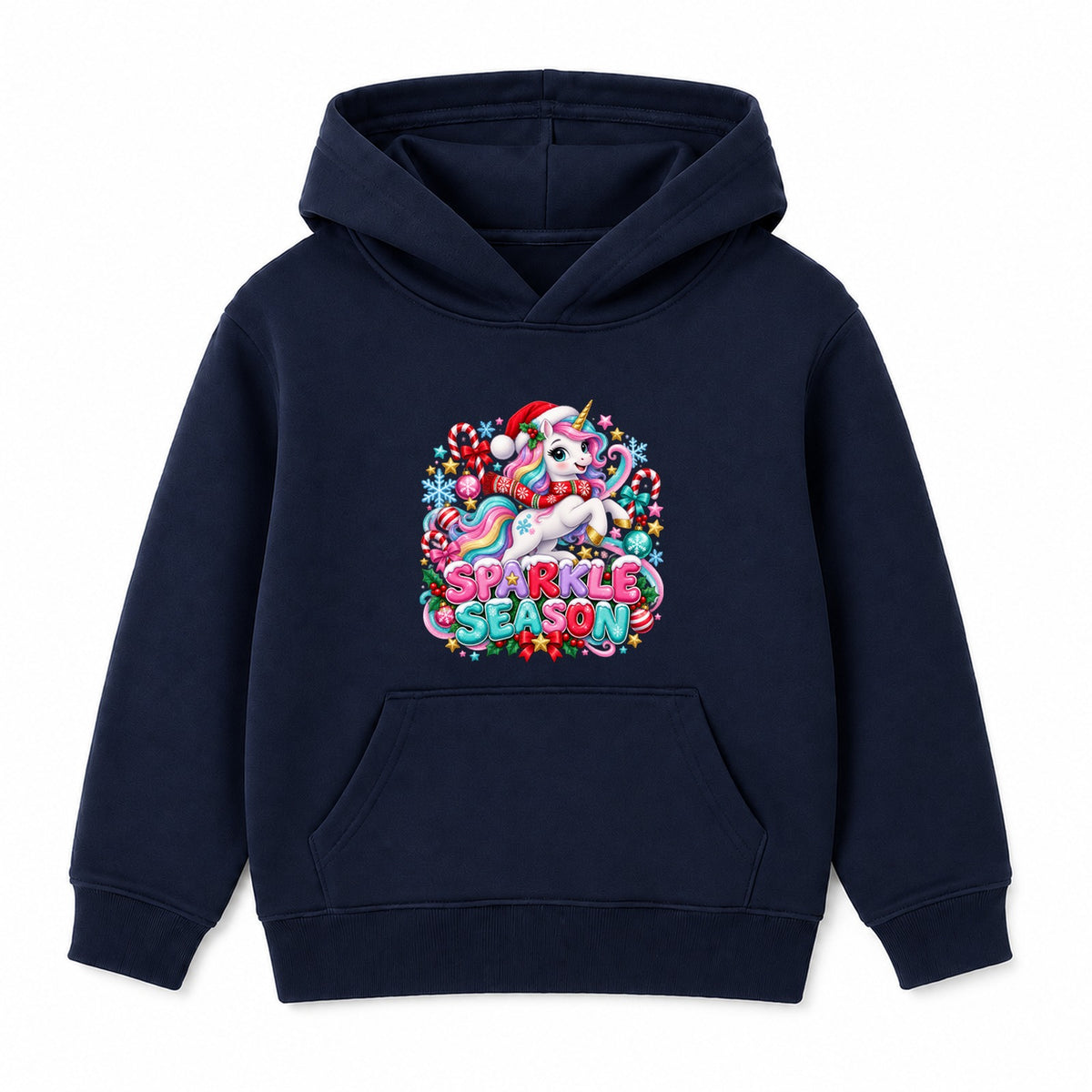 Sparkle Season kids Christmas hoodie - Navy