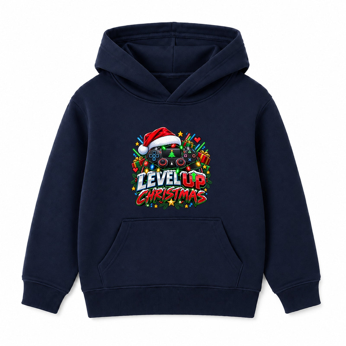 Level Up Christmas adult Christmas hoodie - Navy