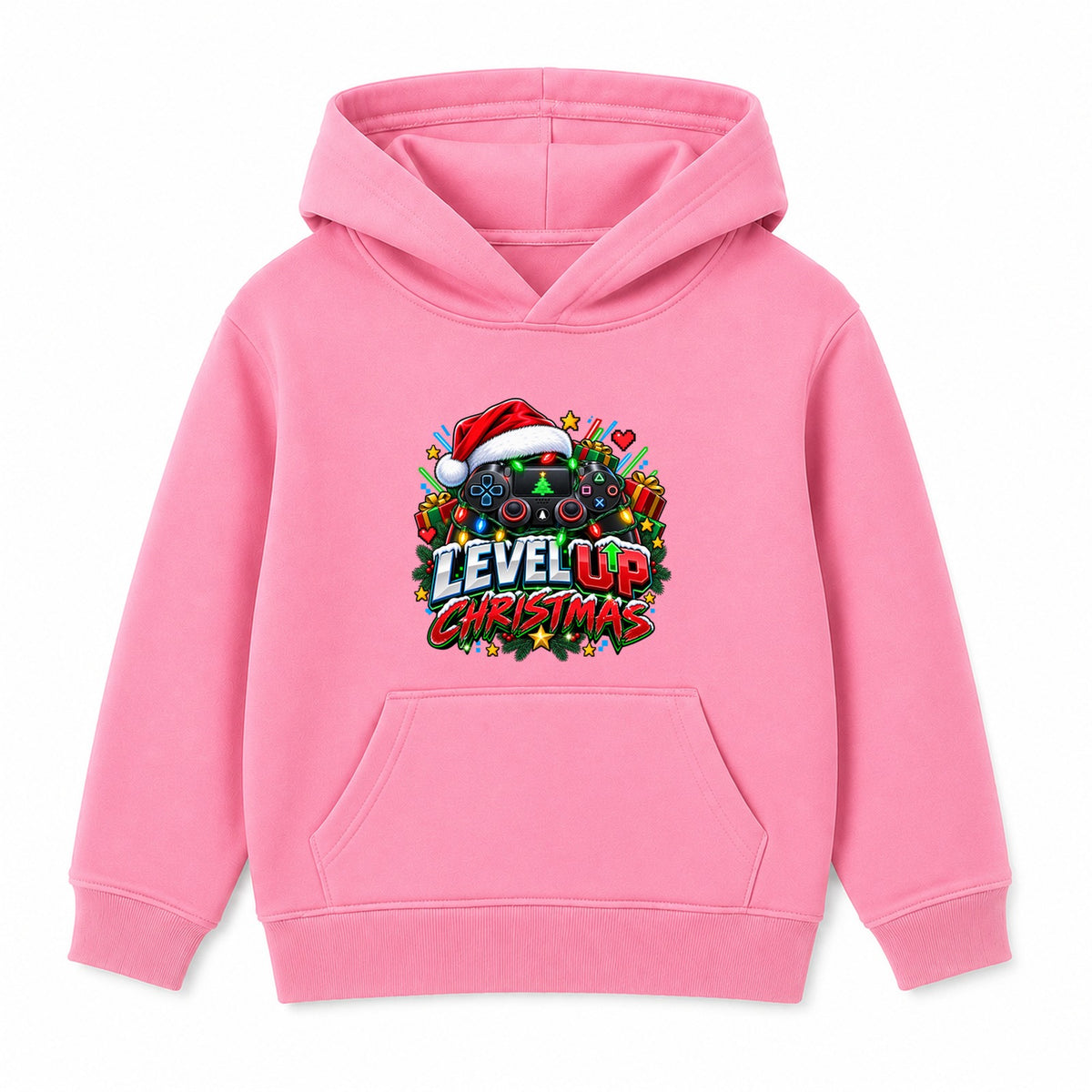 Level Up Christmas adult Christmas hoodie - Pink