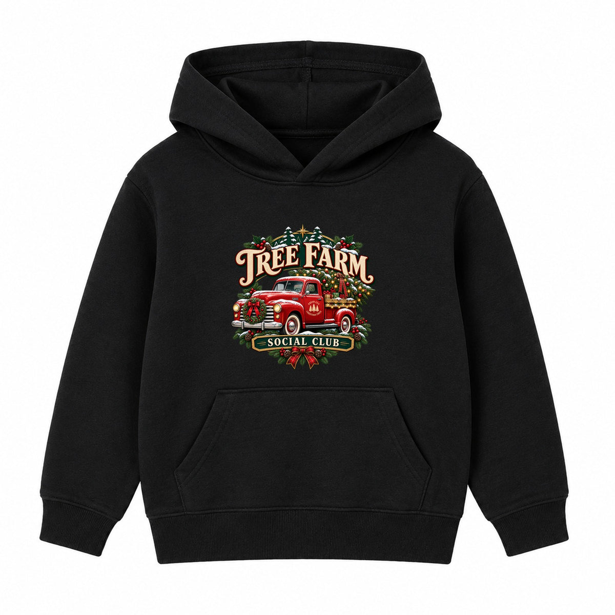 Tree Farm Social Club adult Christmas hoodie - Black