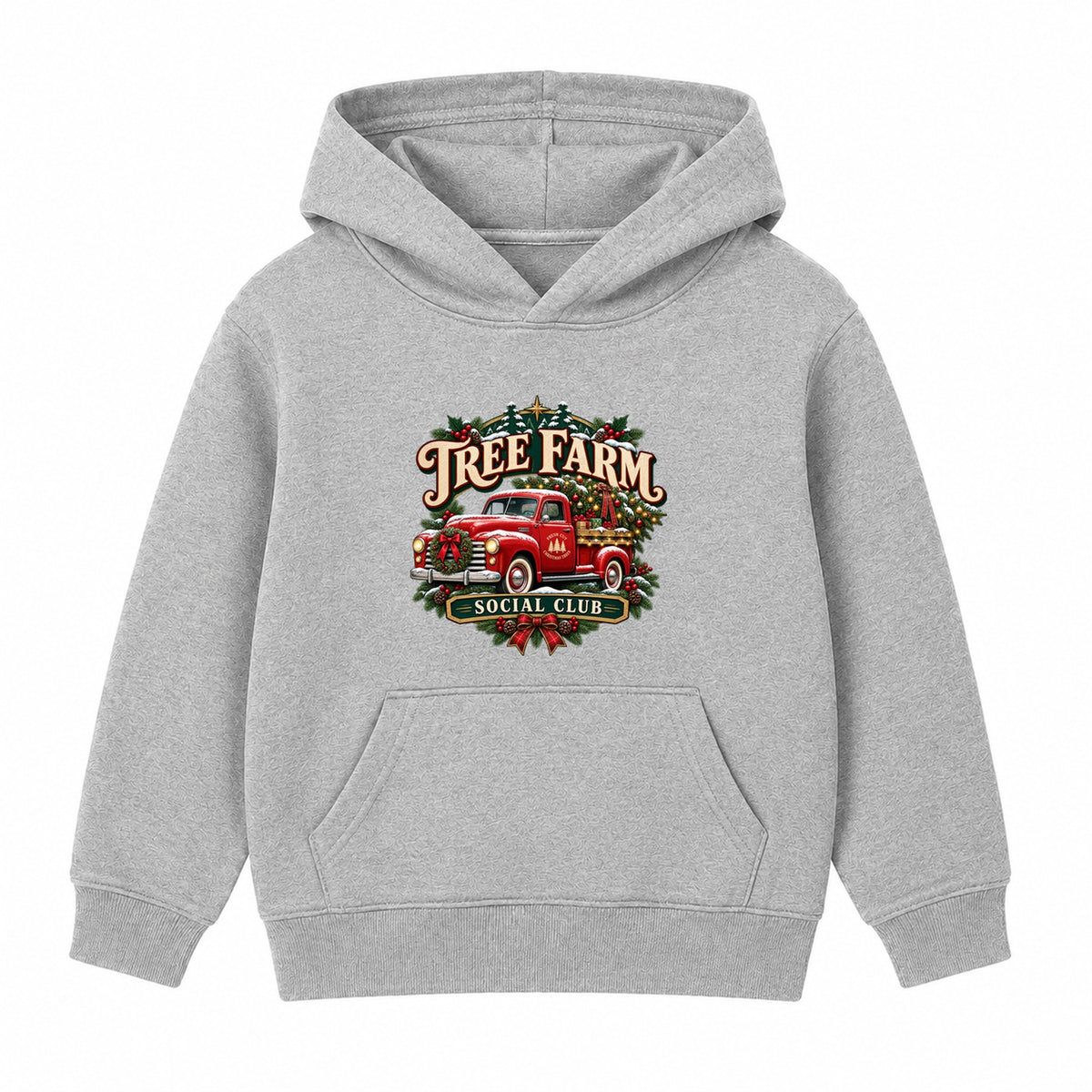 Tree Farm Social Club adult Christmas hoodie - Heather Grey
