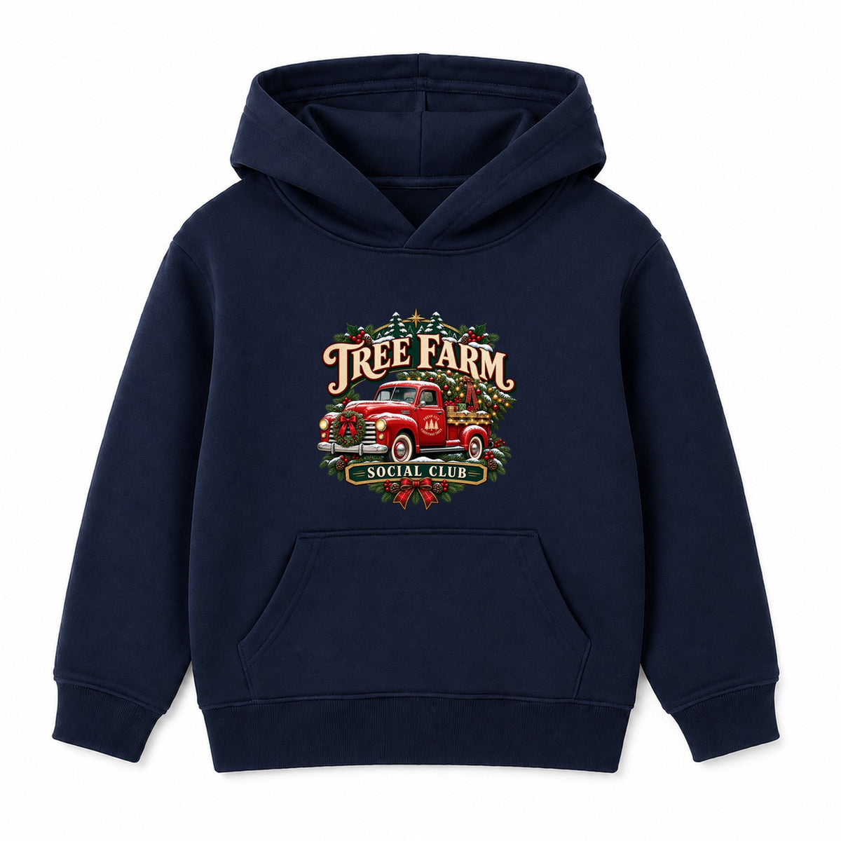 Tree Farm Social Club adult Christmas hoodie - Navy