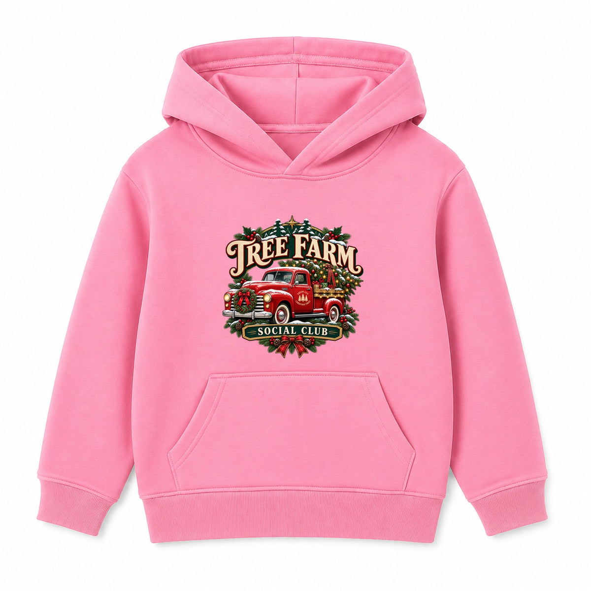 Tree Farm Social Club adult Christmas hoodie - Pink