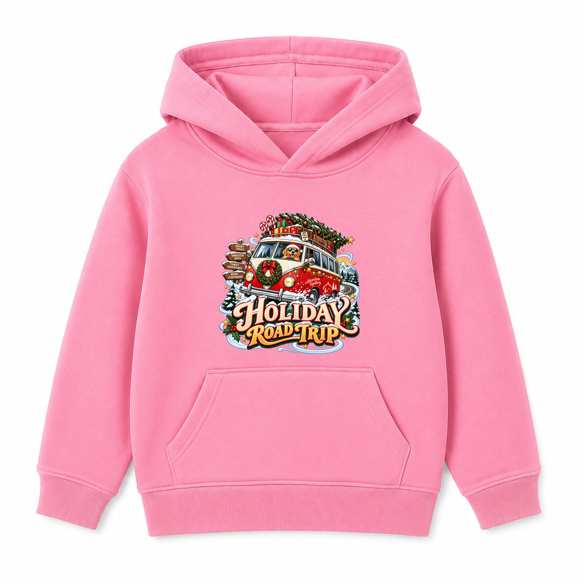 Holiday Road Trip adult Christmas hoodie - Pink