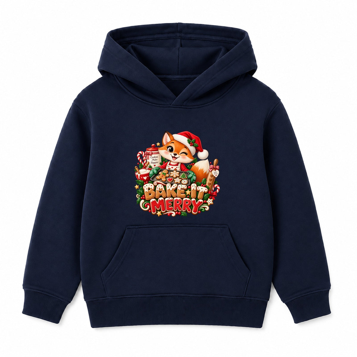 Bake It Merry kids Christmas hoodie - Navy