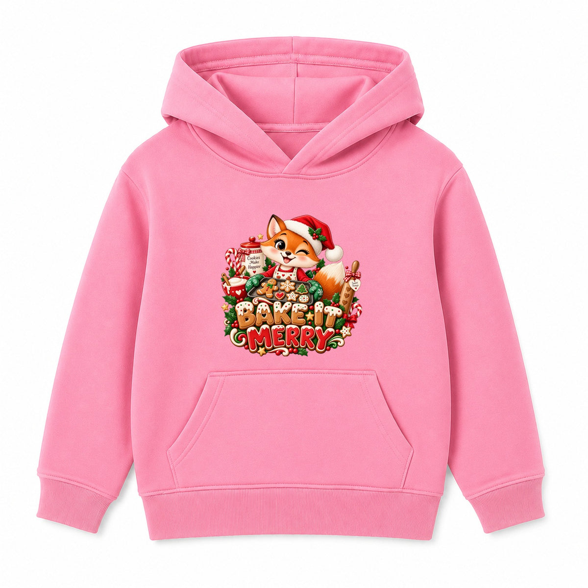 Bake It Merry kids Christmas hoodie - Pink