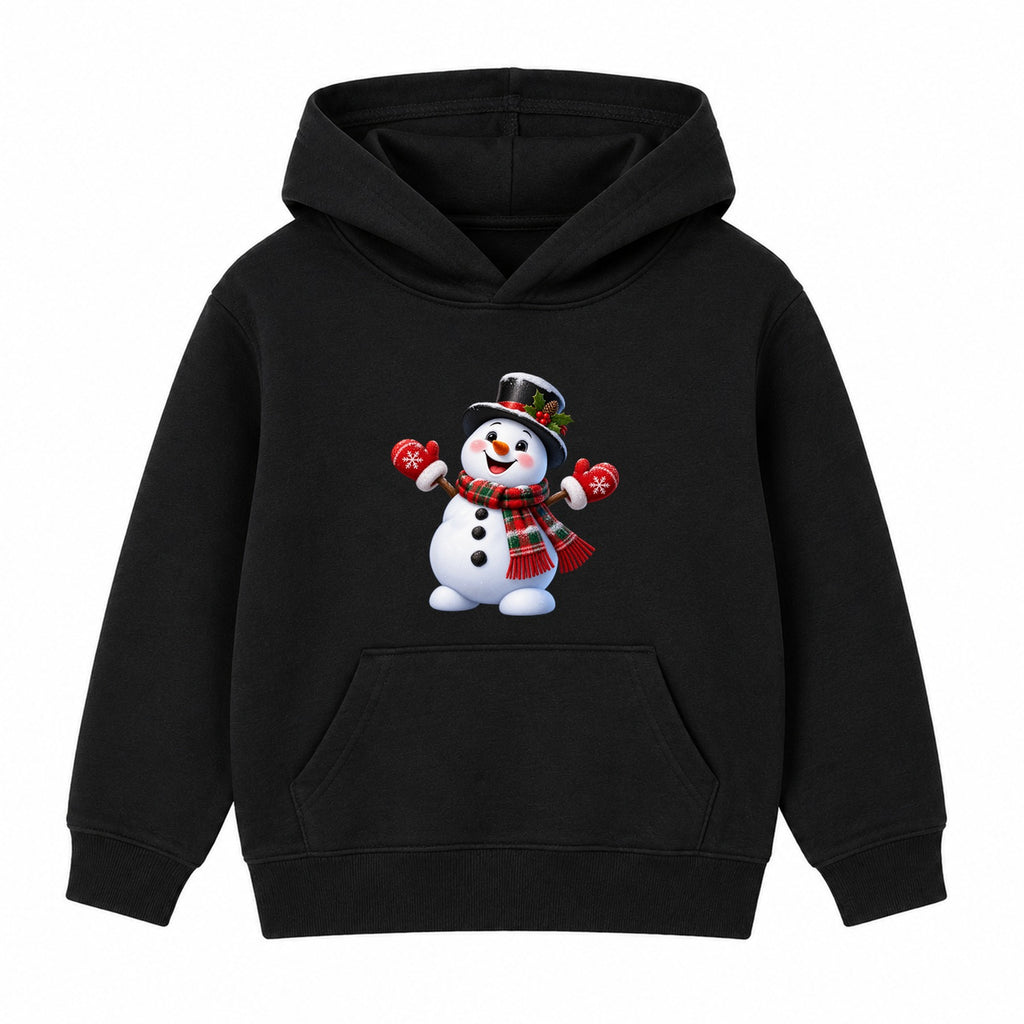 Top Hat Snowman kids Christmas hoodie - Black
