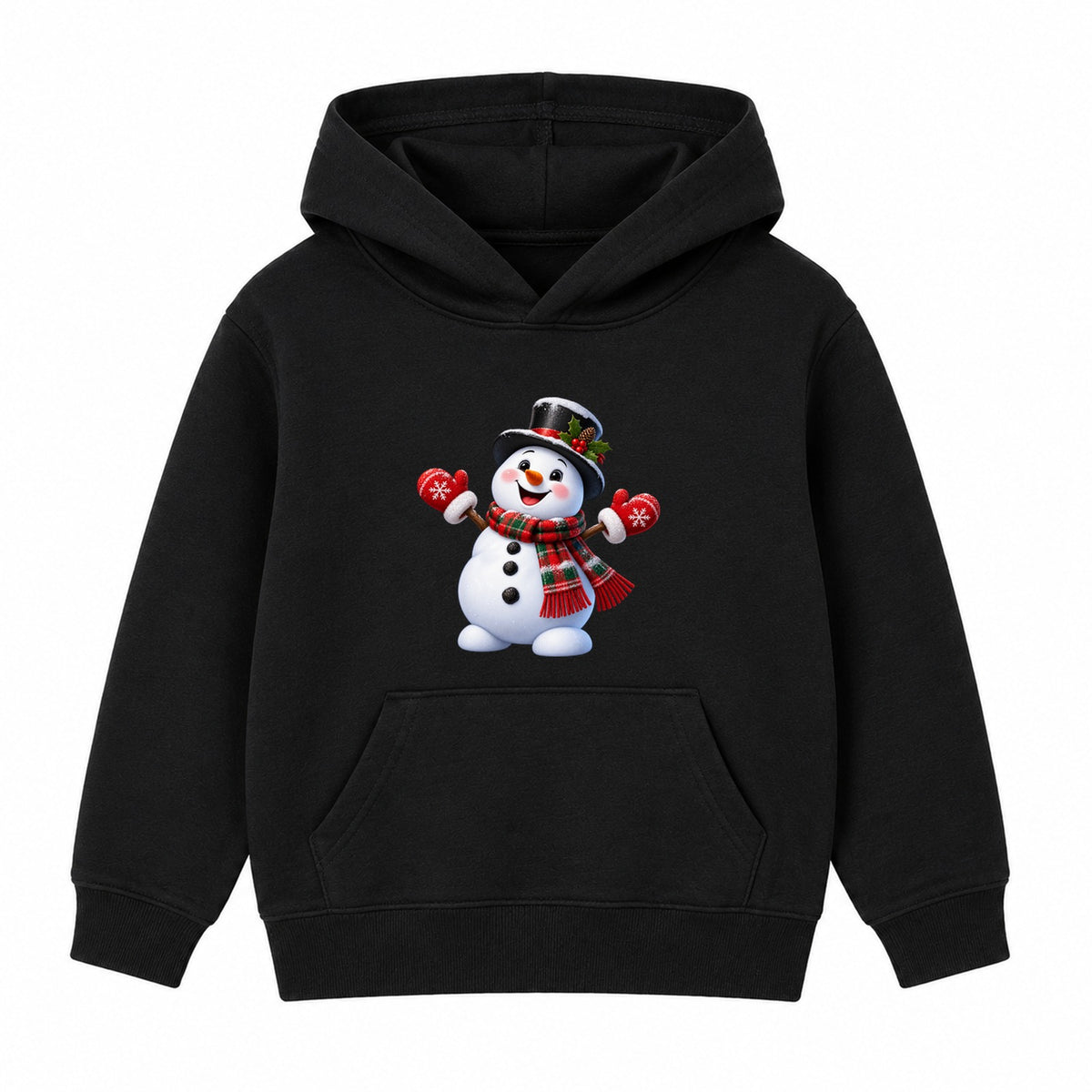 Top Hat Snowman kids Christmas hoodie - Black