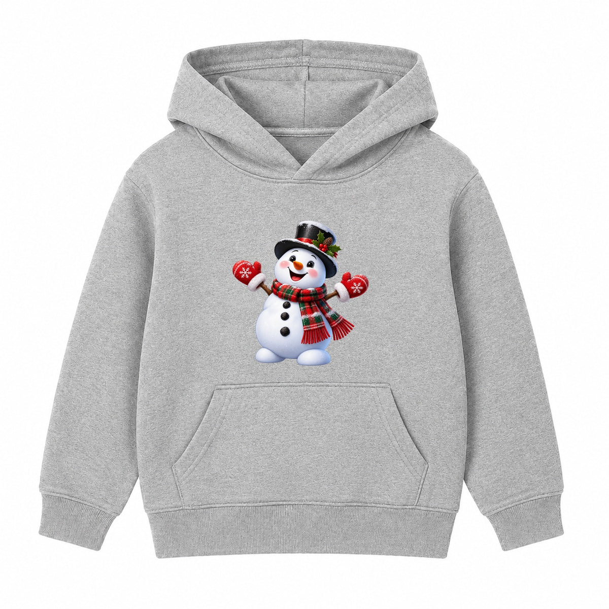 Top Hat Snowman kids Christmas hoodie - Heather Grey