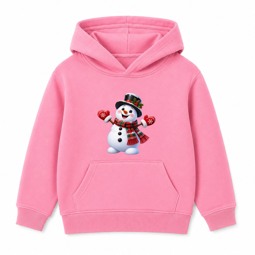 Top Hat Snowman kids Christmas hoodie - Pink