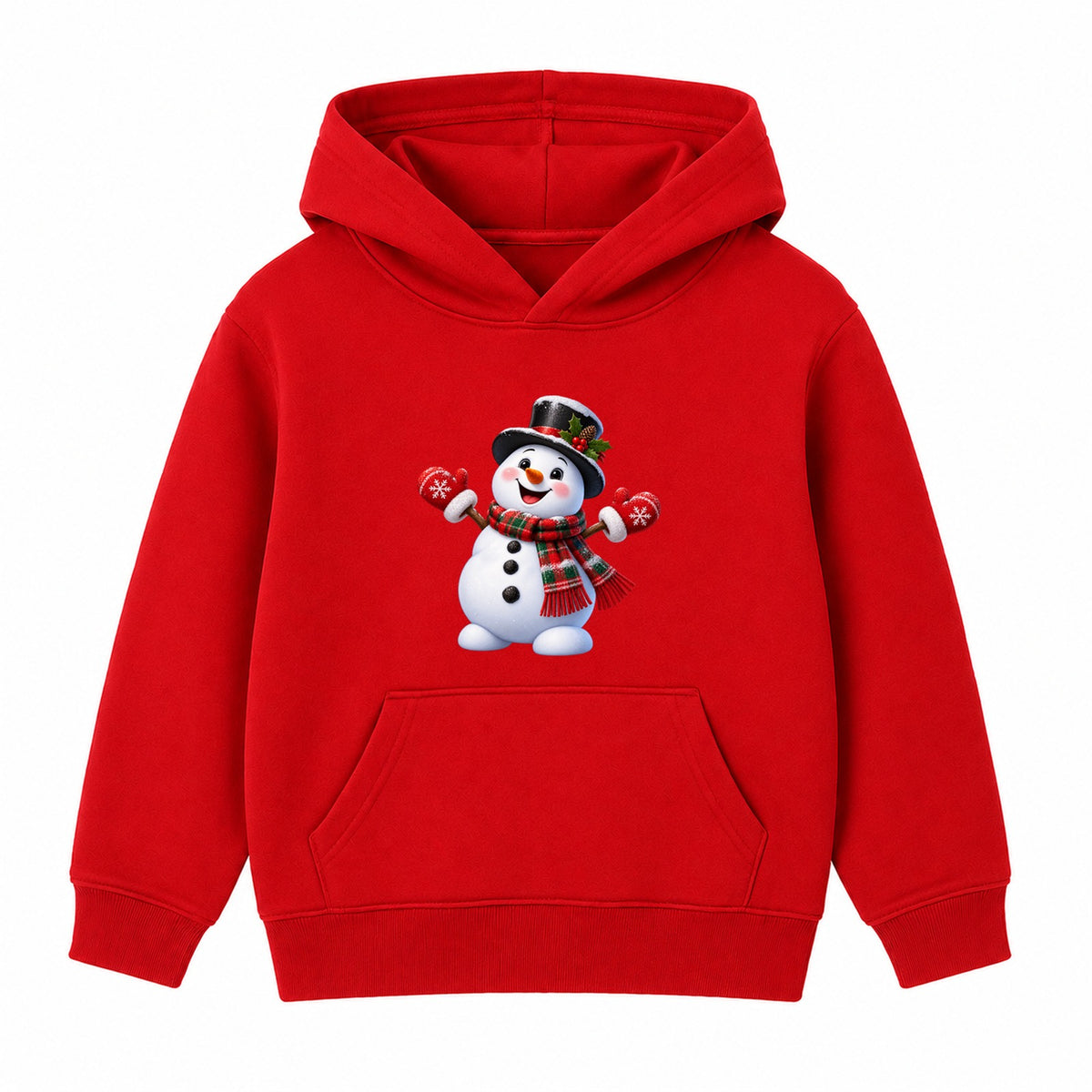 Top Hat Snowman kids Christmas hoodie - Red