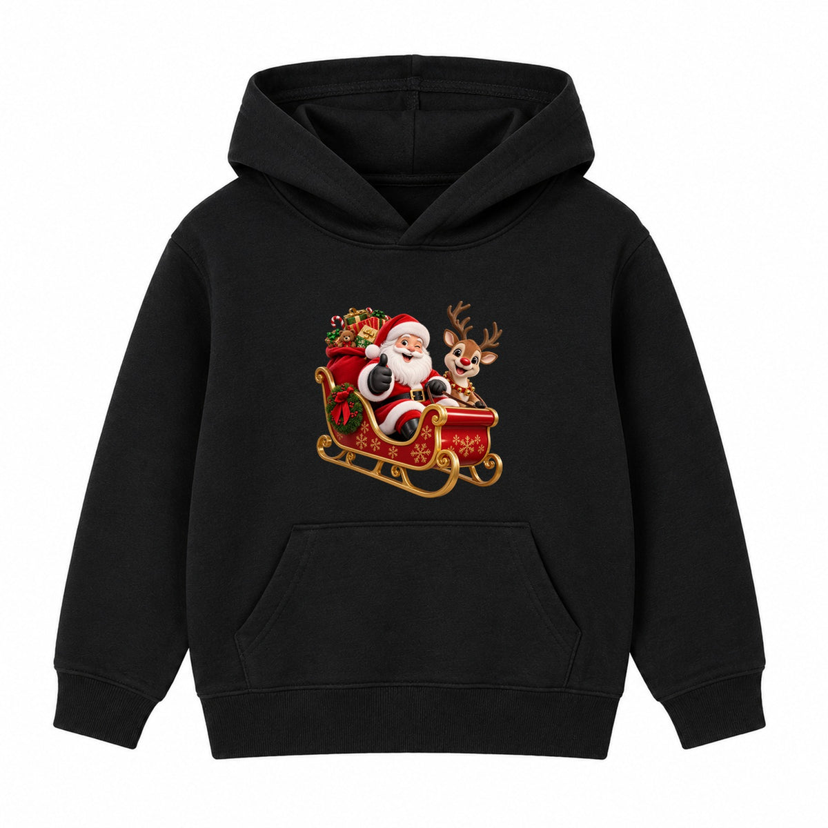 Santa's Sleigh Ride kids Christmas hoodie - Black