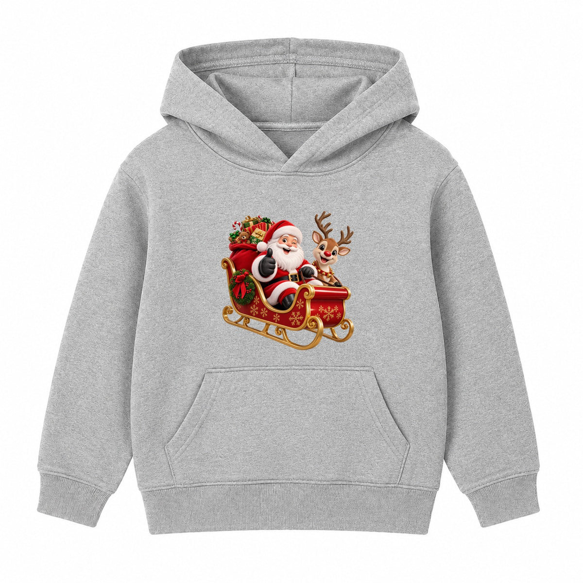 Santa's Sleigh Ride kids Christmas hoodie - Heather Grey