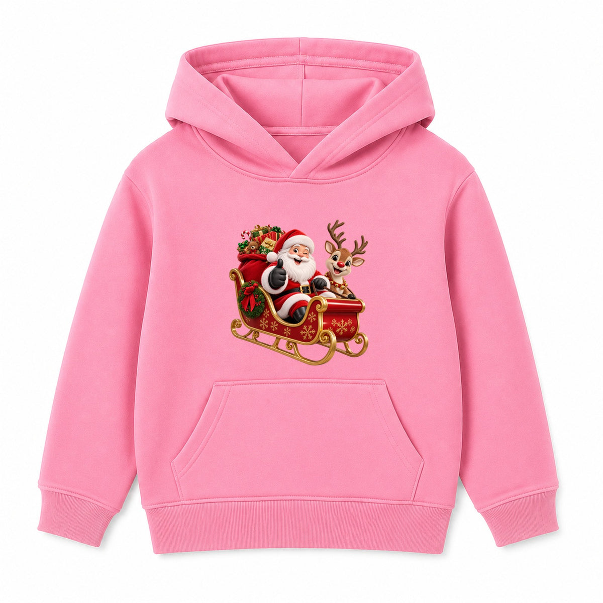 Santa's Sleigh Ride kids Christmas hoodie - Pink