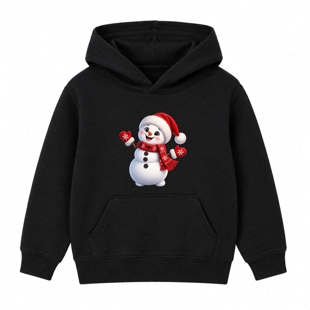 Santa Hat Snowman kids Christmas hoodie - Black