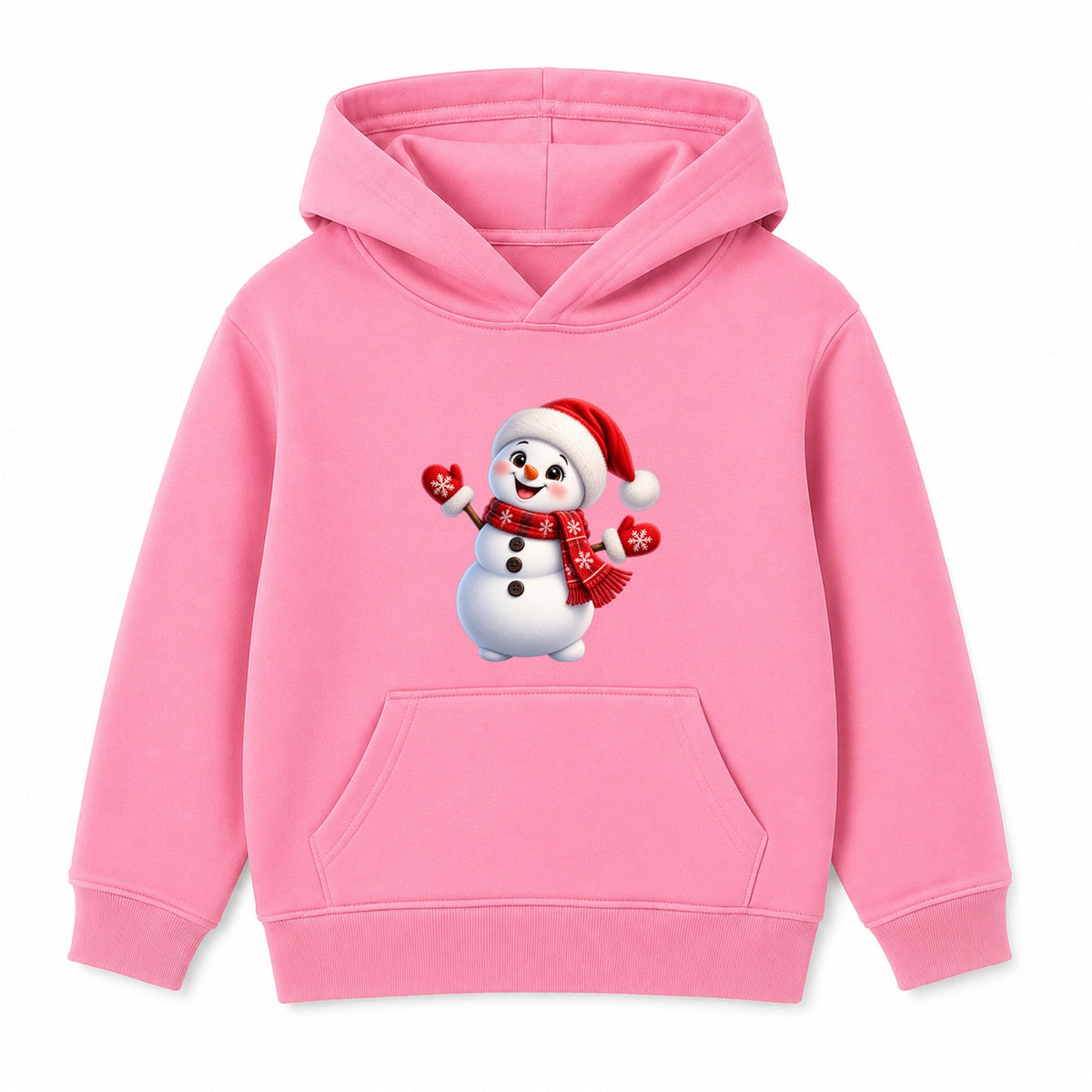 Santa Hat Snowman kids Christmas hoodie - Pink