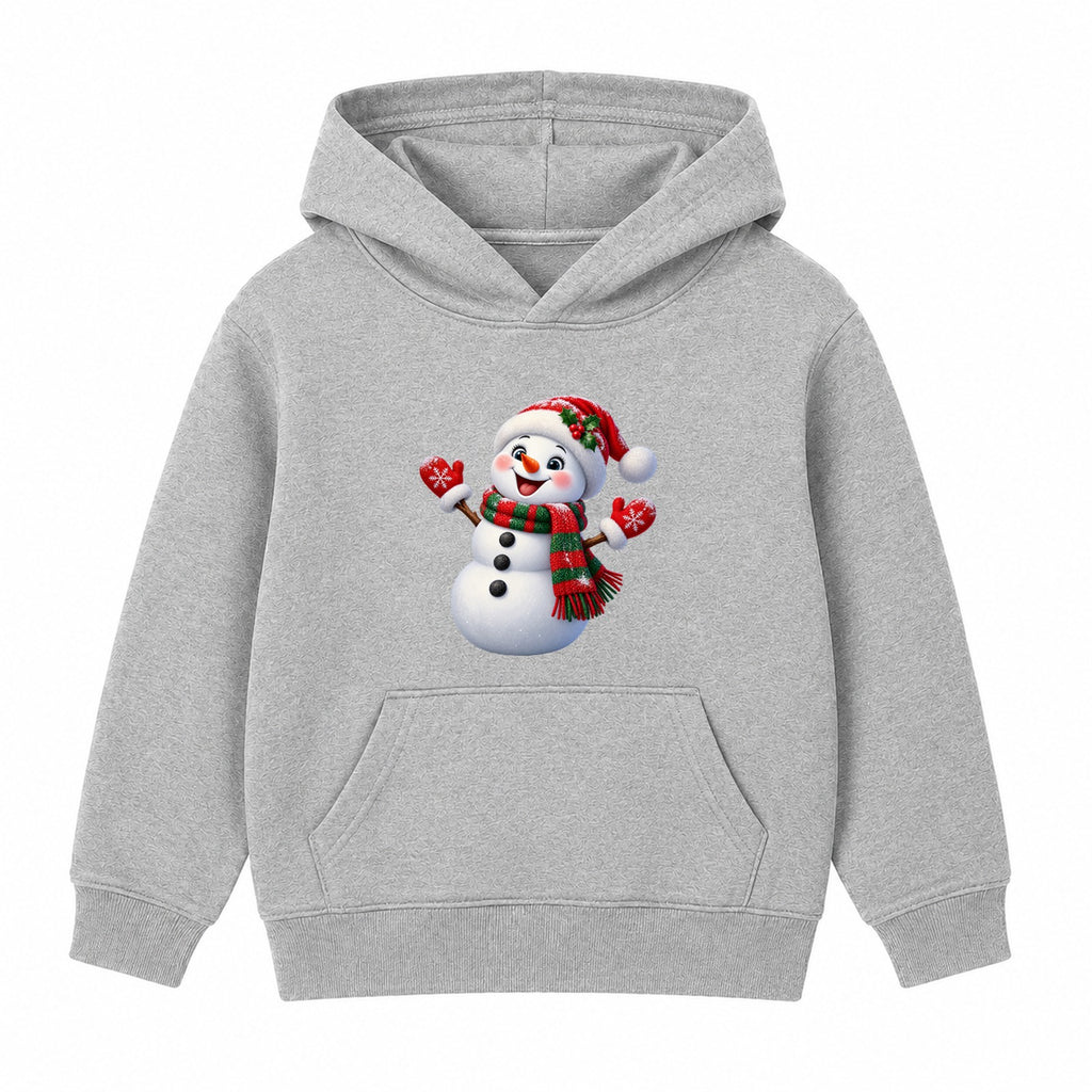 Festive Scarf Snowman kids Christmas hoodie - Heather Grey