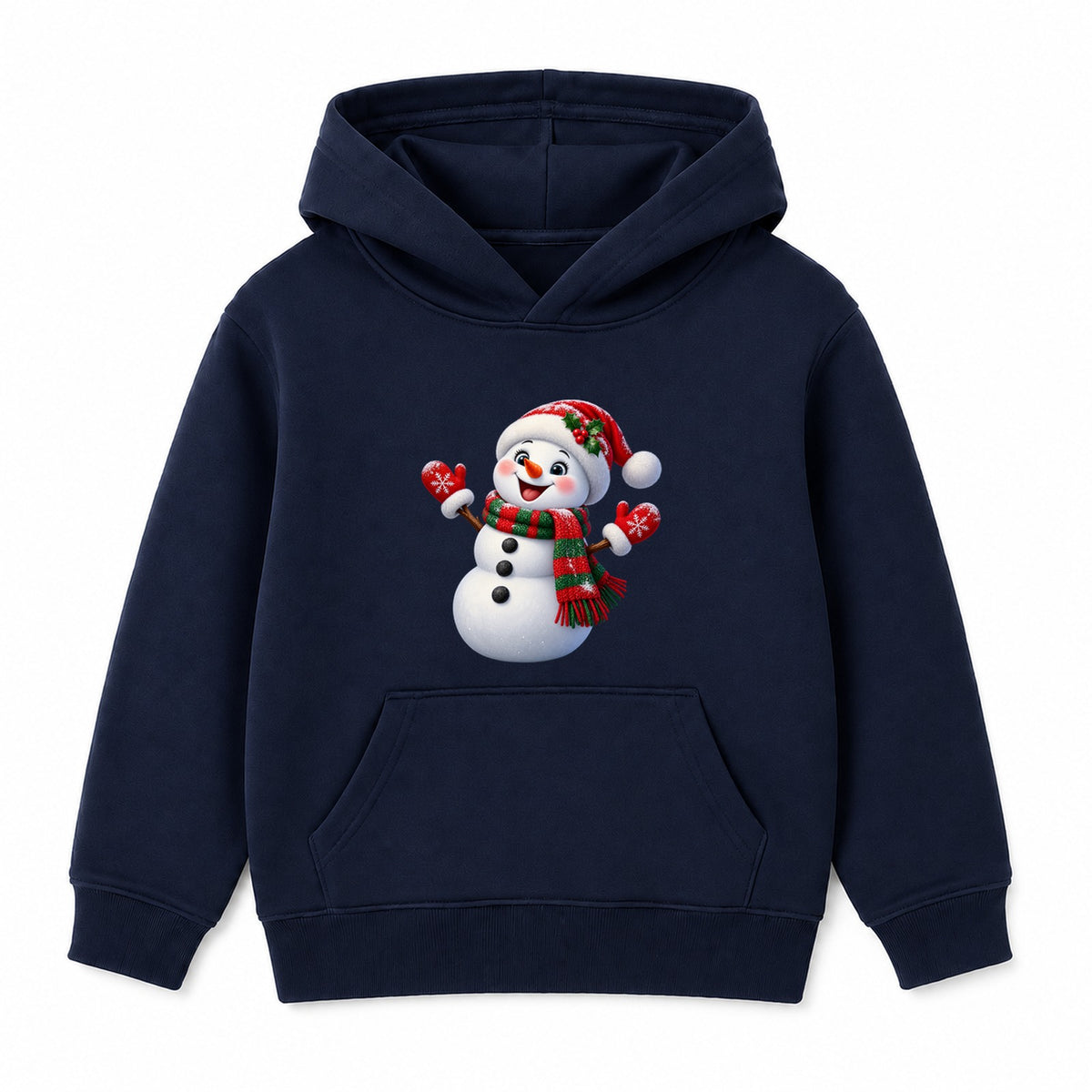 Festive Scarf Snowman kids Christmas hoodie - Navy