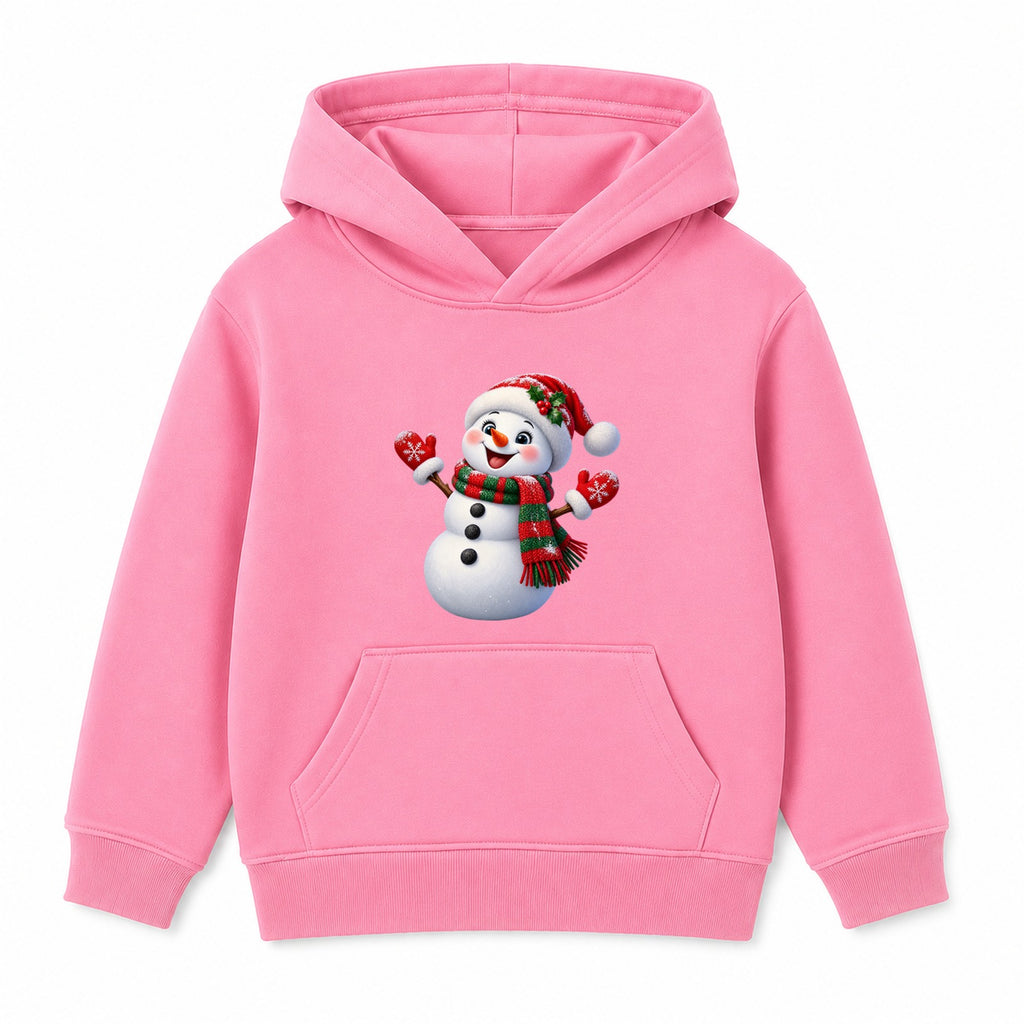 Festive Scarf Snowman kids Christmas hoodie - Pink