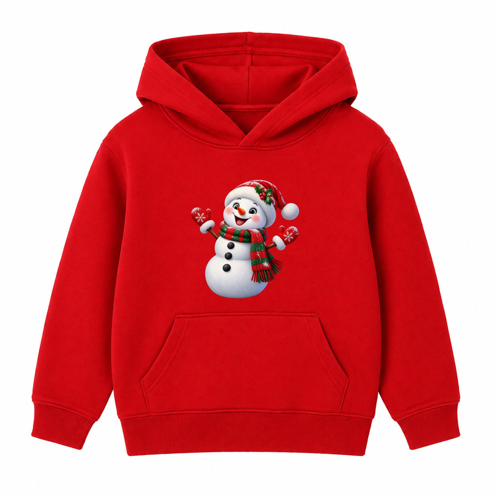 Festive Scarf Snowman kids Christmas hoodie - Red