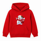 Winking Snowman kids Christmas hoodie - Red