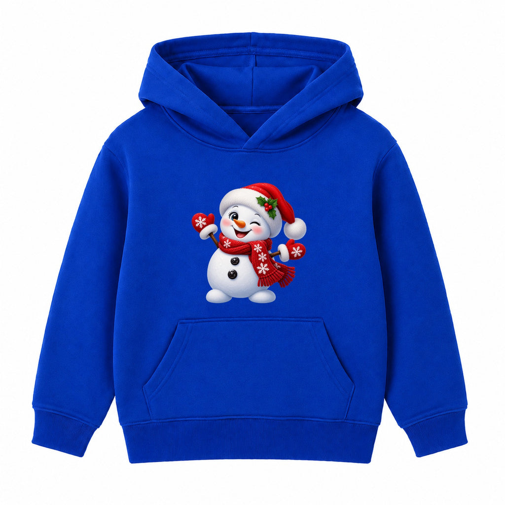 Winking Snowman kids Christmas hoodie - Royal Blue
