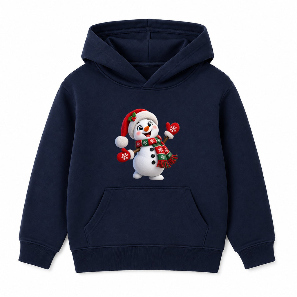 Waving Snowman kids Christmas hoodie - Navy