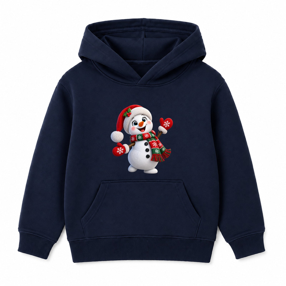 Waving Snowman kids Christmas hoodie - Navy