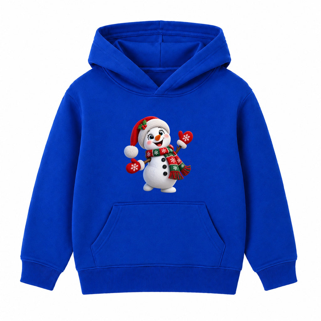 Waving Snowman kids Christmas hoodie - Royal Blue