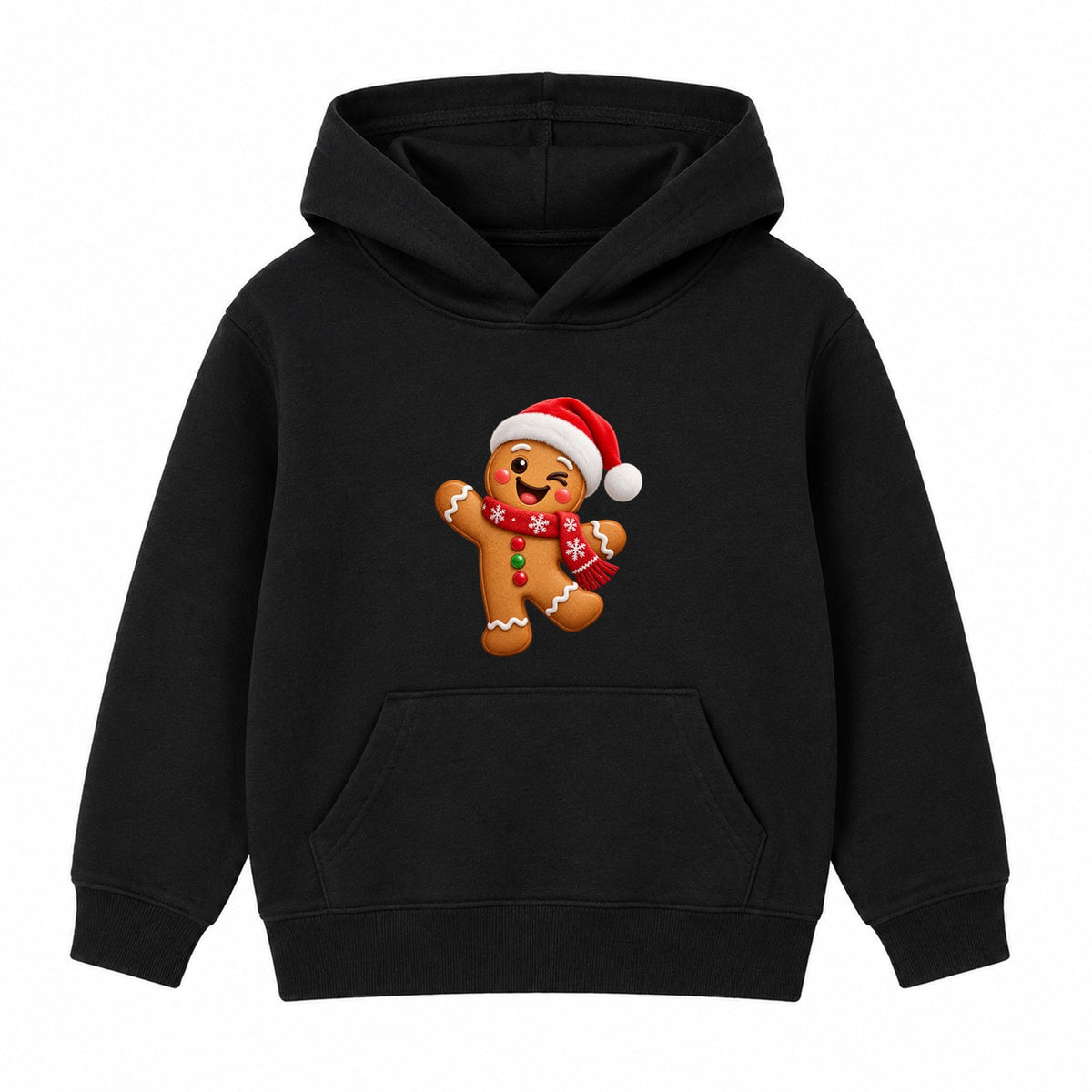 Winking Gingerbread kids Christmas hoodie - Black