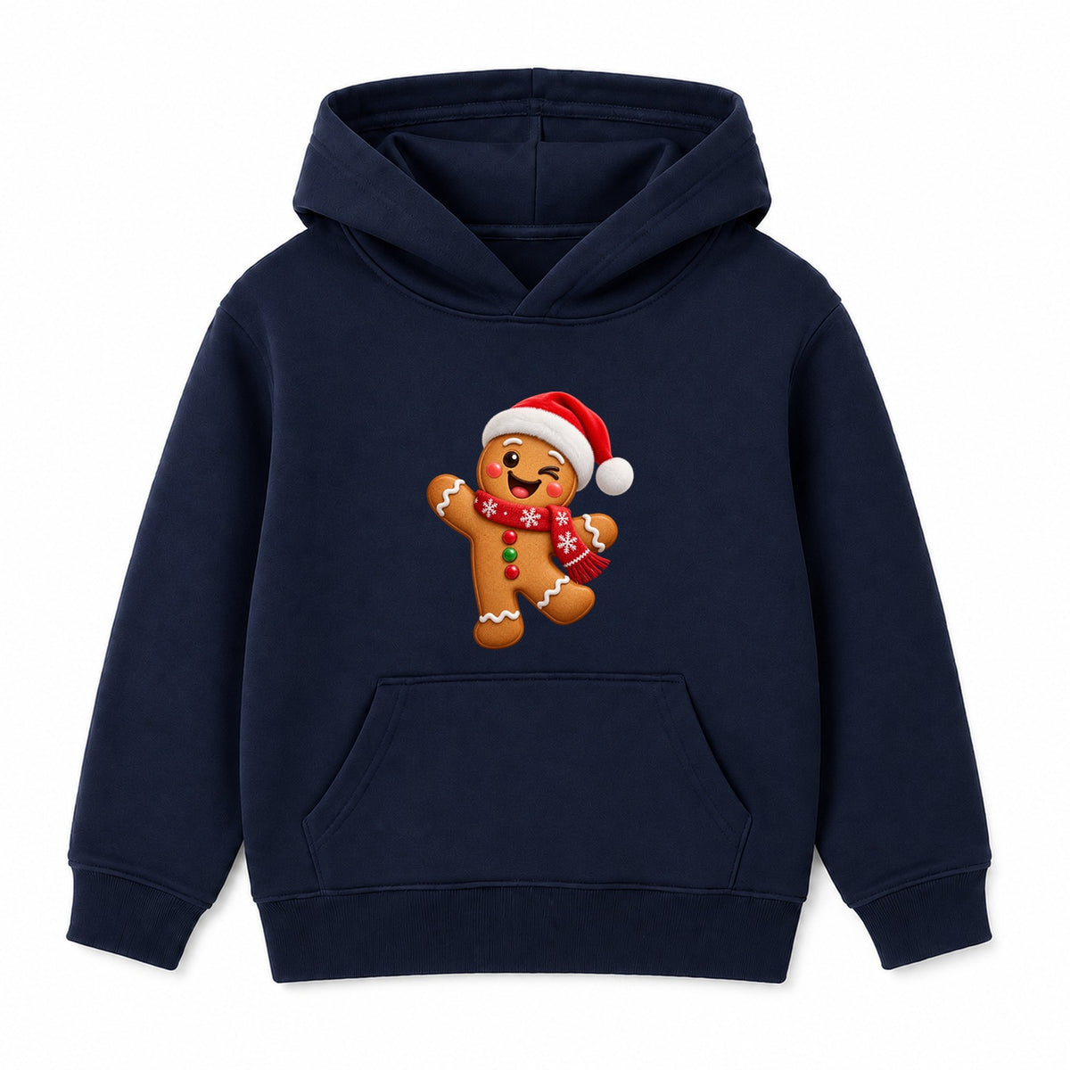 Winking Gingerbread kids Christmas hoodie - Navy