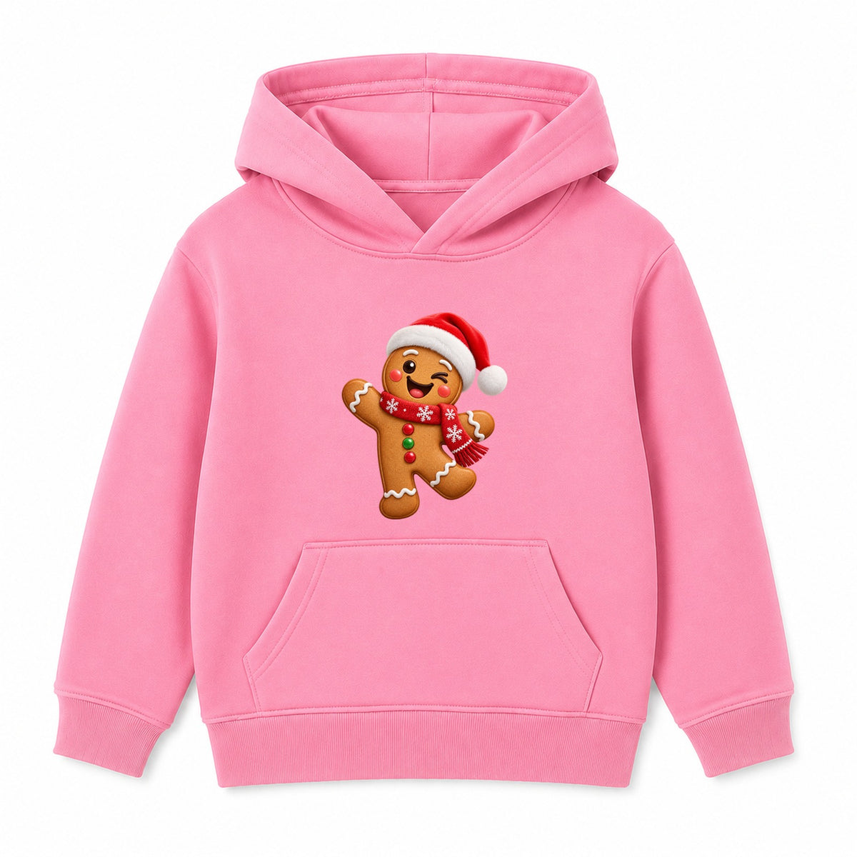 Winking Gingerbread kids Christmas hoodie - Pink