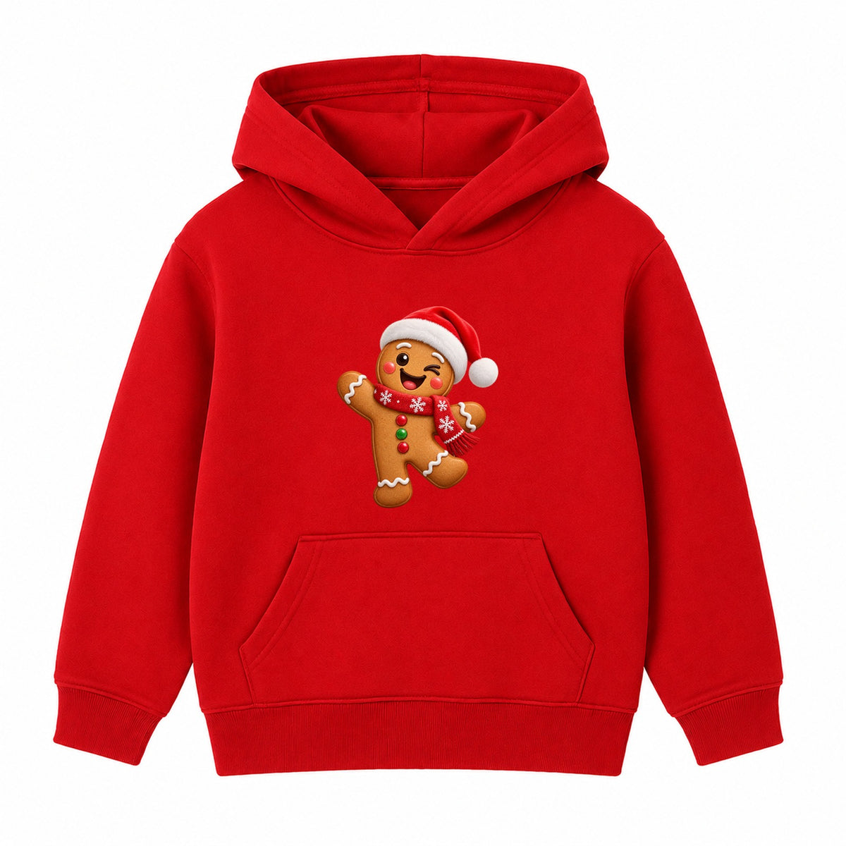 Winking Gingerbread kids Christmas hoodie - Red