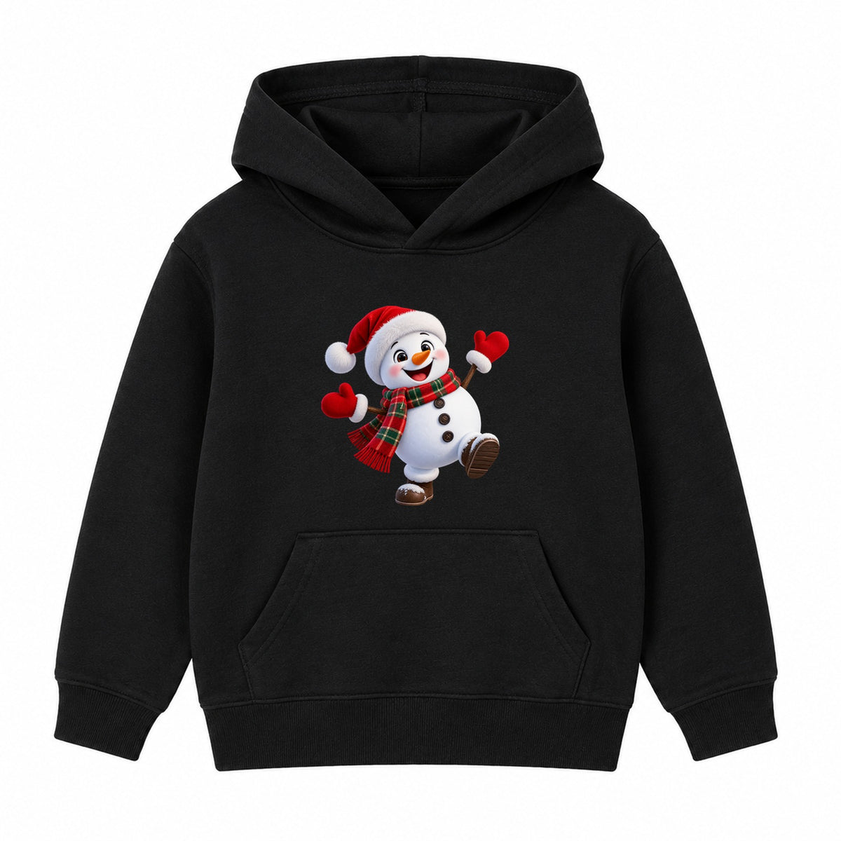 Snow Day Snowman kids Christmas hoodie - Black