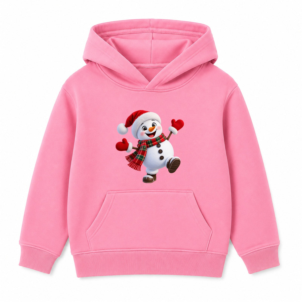 Snow Day Snowman kids Christmas hoodie - Pink