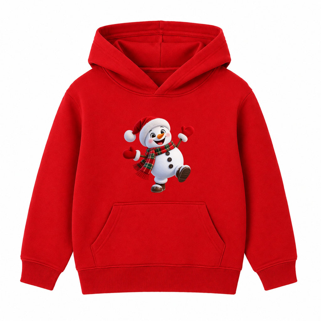 Snow Day Snowman kids Christmas hoodie - Red
