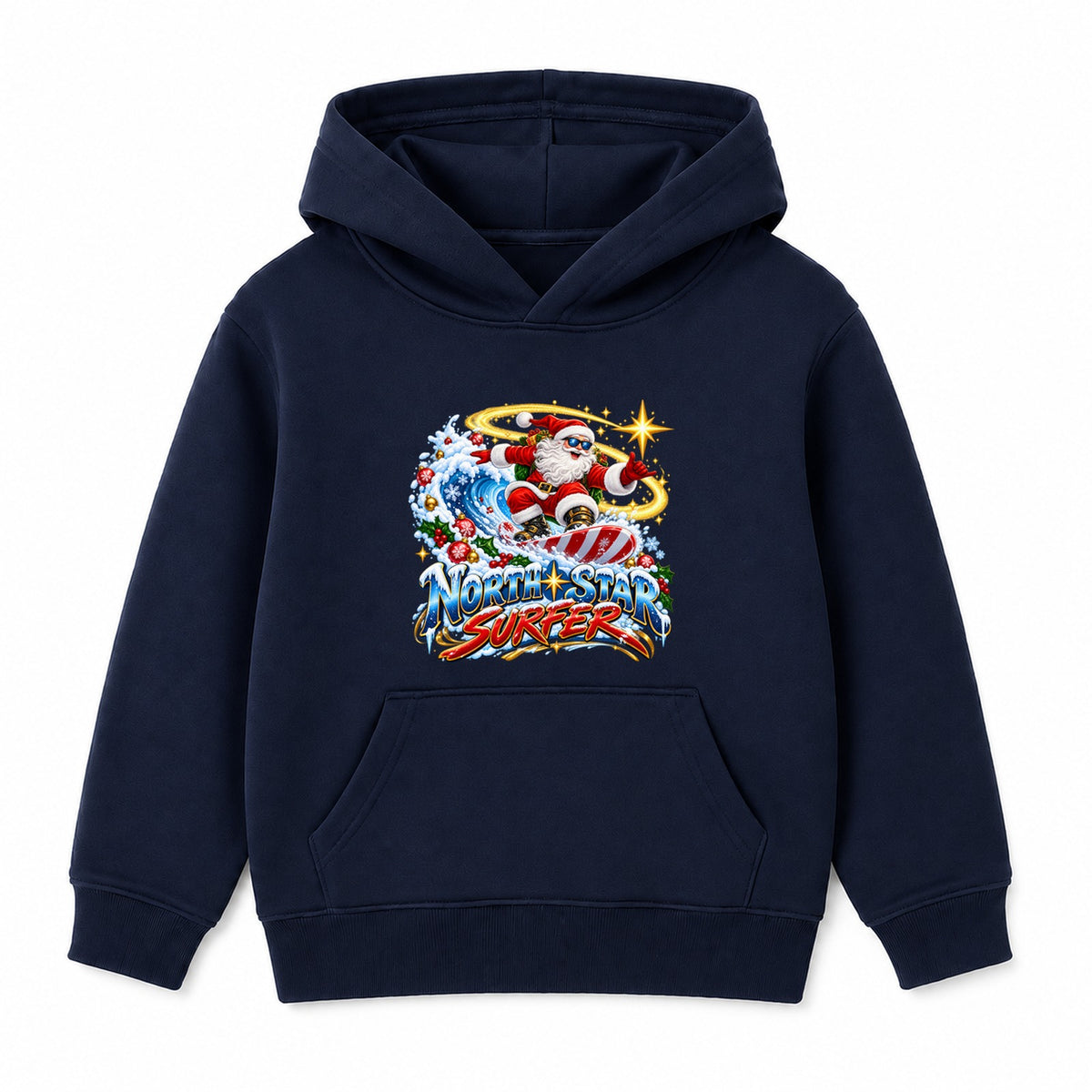 North Star Surfer adult Christmas hoodie - Navy