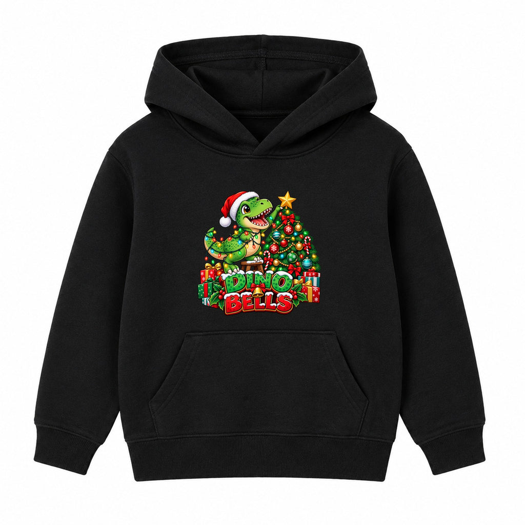 Dino Bells kids Christmas hoodie - Black