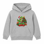 Dino Bells kids Christmas hoodie - Heather Grey
