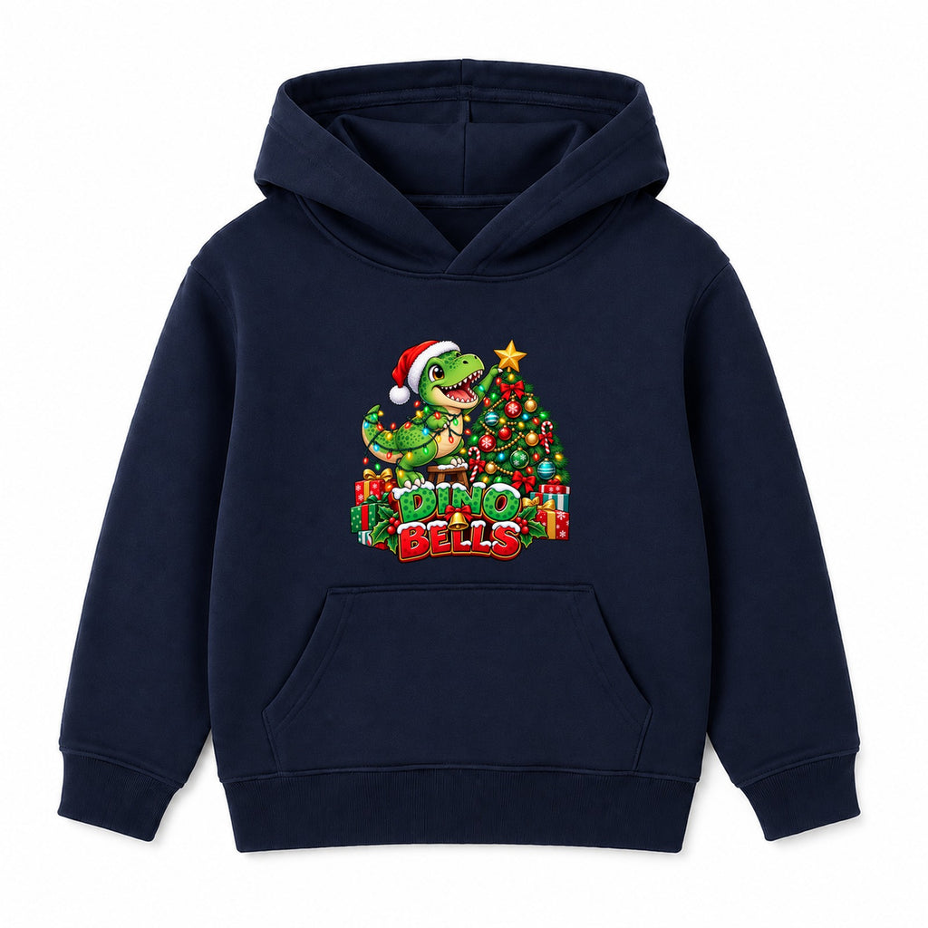 Dino Bells kids Christmas hoodie - Navy