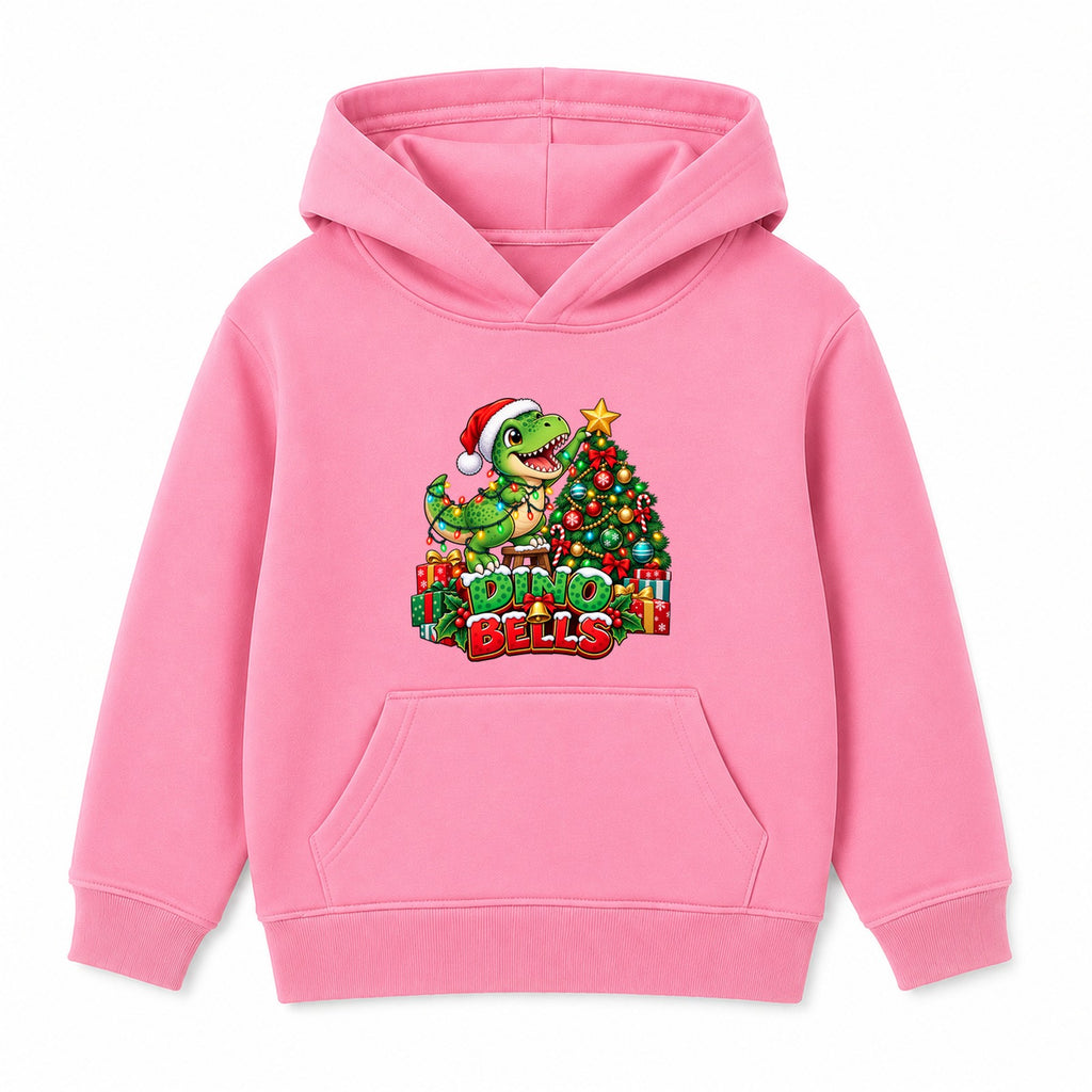 Dino Bells kids Christmas hoodie - Pink