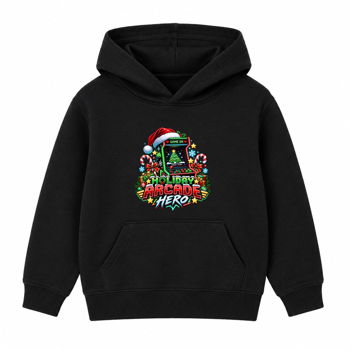 Holiday Arcade Hero adult Christmas hoodie - Black