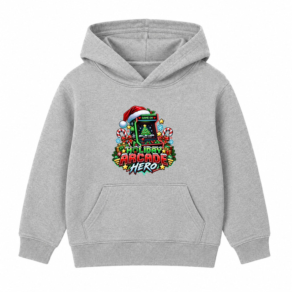 Holiday Arcade Hero adult Christmas hoodie - Heather Grey