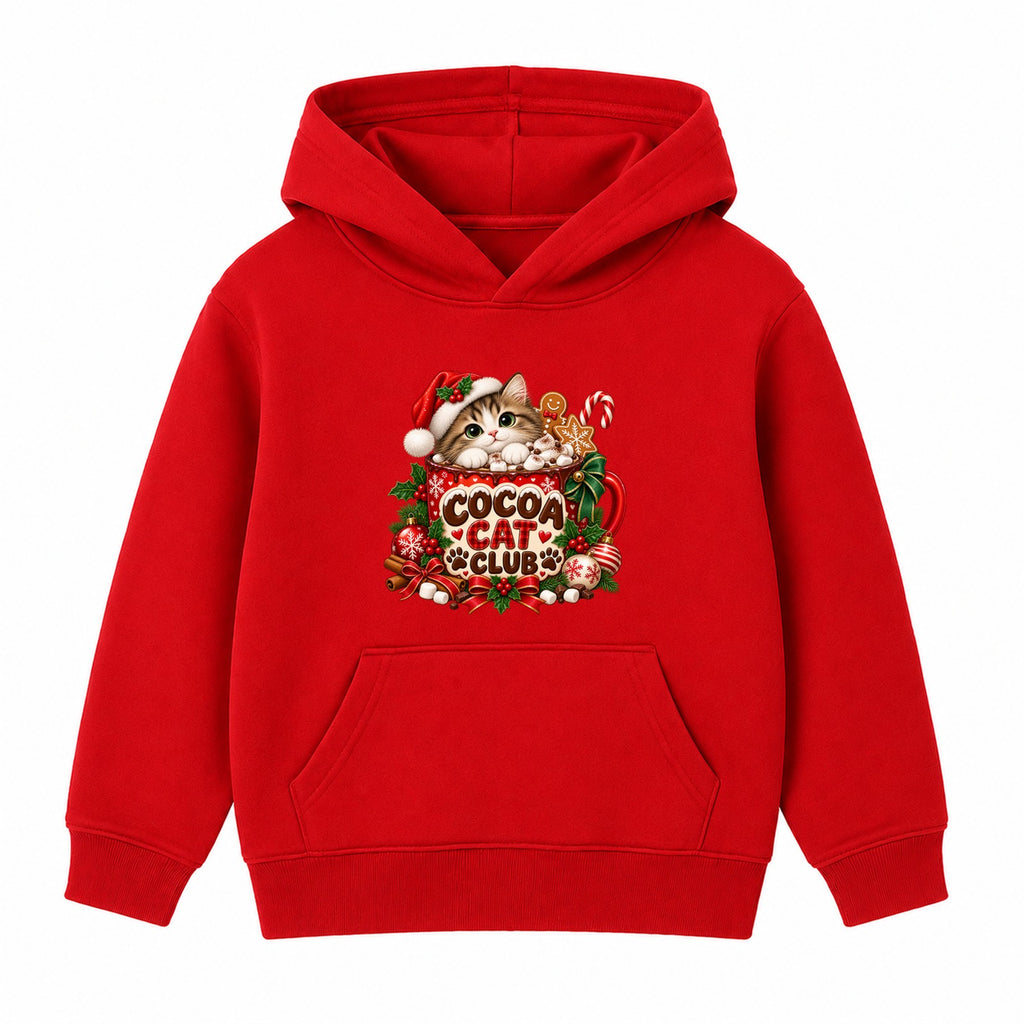 Cocoa Cat Club kids Christmas hoodie - Red