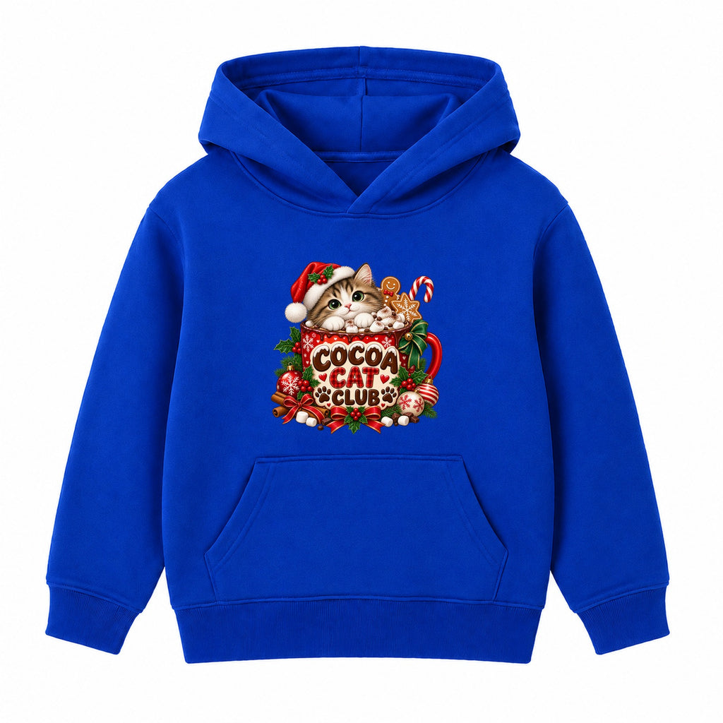 Cocoa Cat Club kids Christmas hoodie - Royal Blue