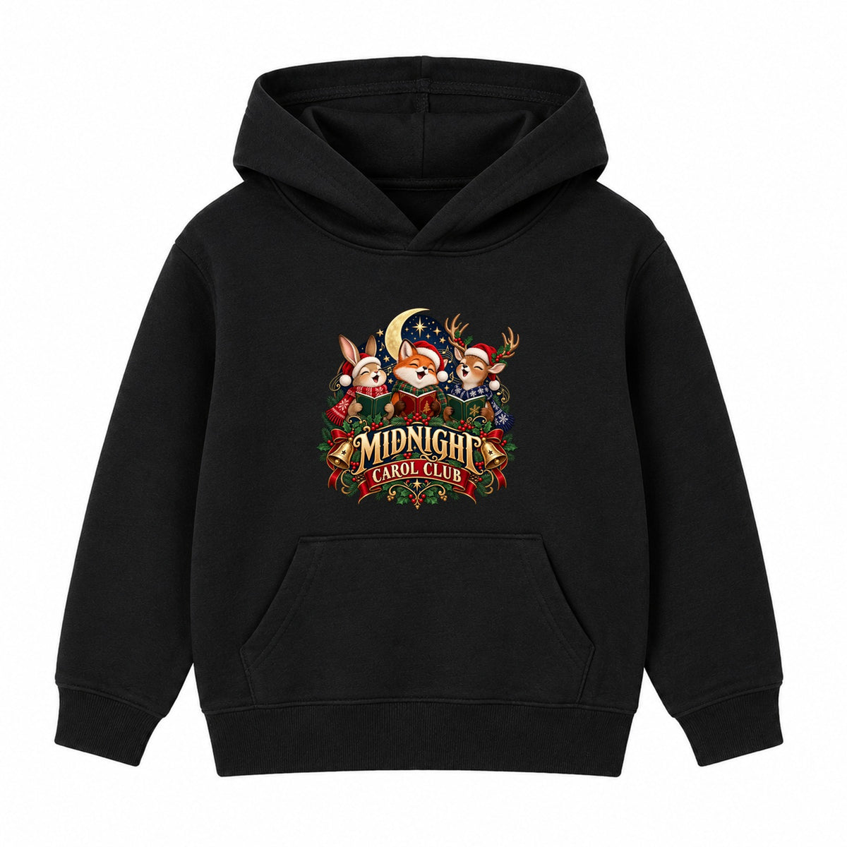 Midnight Carol Club kids Christmas hoodie - Black