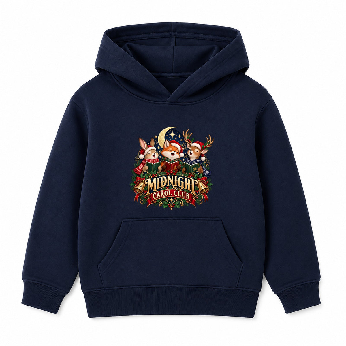 Midnight Carol Club kids Christmas hoodie - Navy