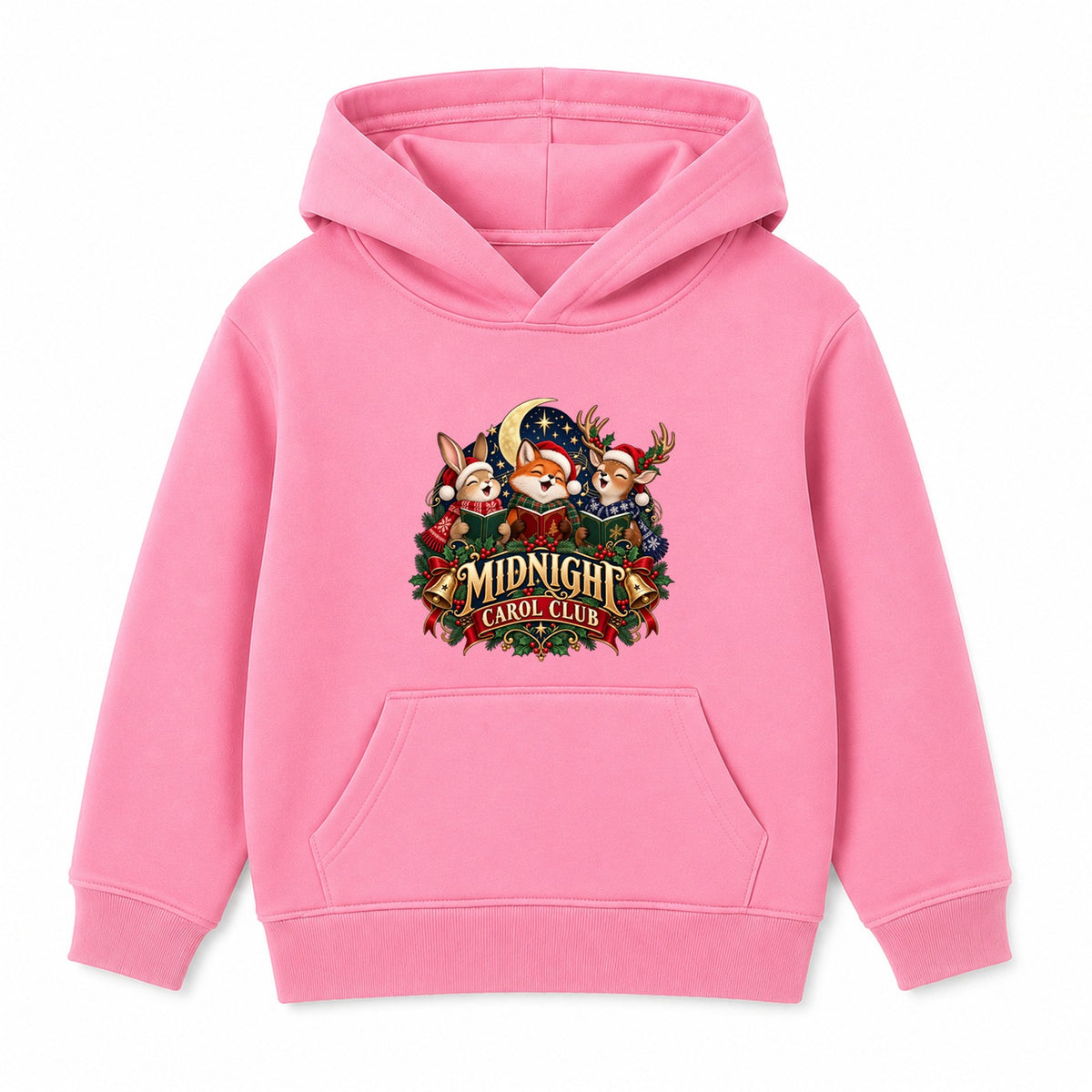 Midnight Carol Club kids Christmas hoodie - Pink