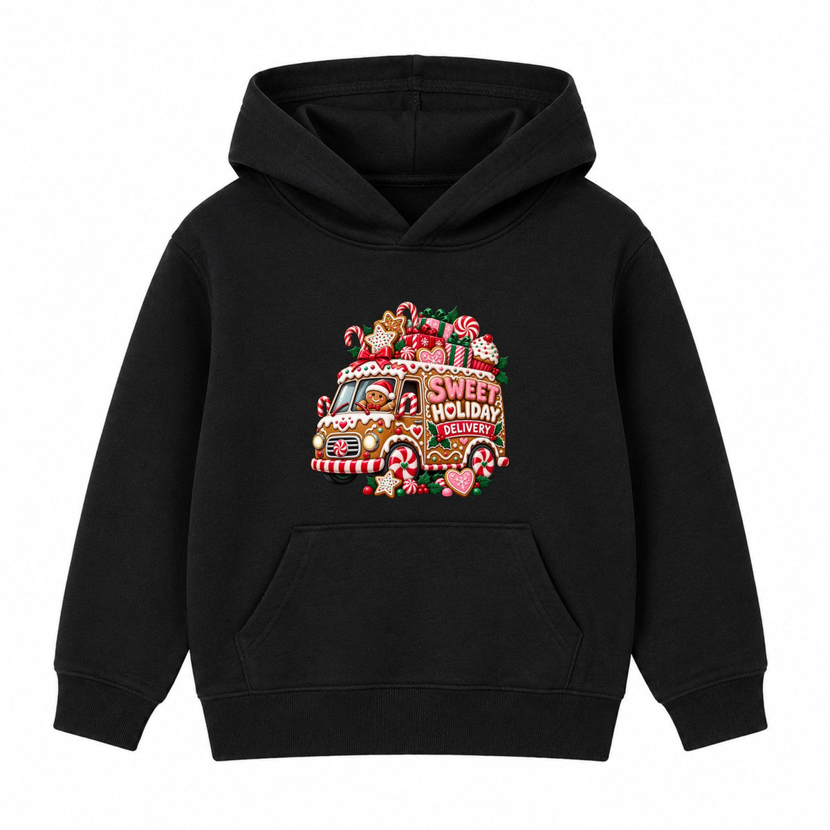 Sweet Holiday Delivery kids Christmas hoodie - Black